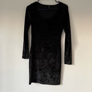 Black velvet mini dress